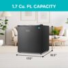 BLACK+DECKER 1.7 Cu. Ft. Compact Refrigerator, ENERGY STAR Certified, Single Door Mini Fridge with Chiller Compartment, Personal Fridge for Home or Dorm Room, R600a Refrigerant, BCRK17B, Black