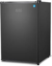 BLACK+DECKER 2.5 Cu. Ft. Compact Refrigerator, ENERGY STAR Certified, Single Door Mini Fridge with Chiller Compartment, Personal Fridge for Home or Dorm Room, R600a Refrigerant, BCRK25B, Black