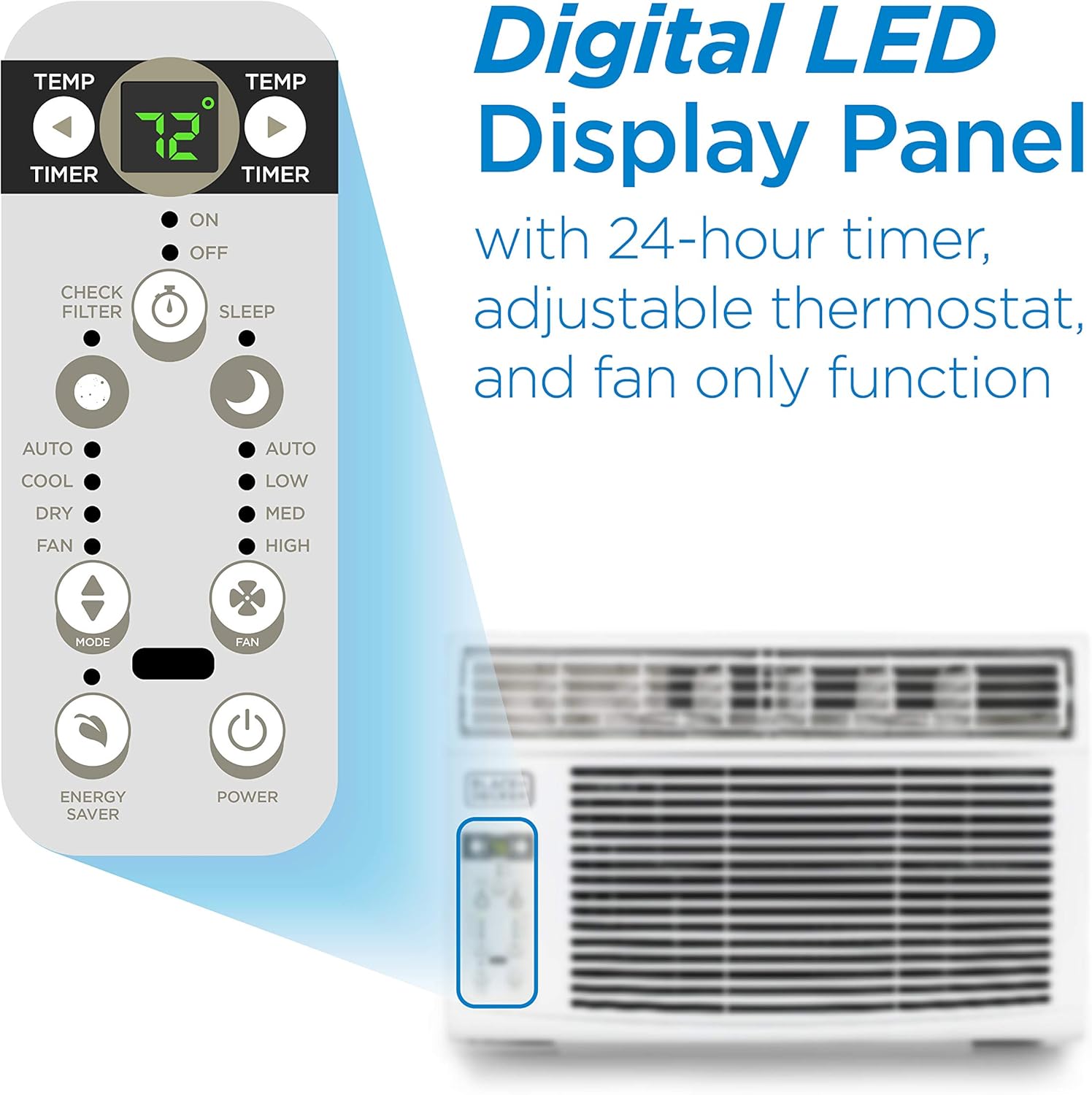 BLACK+DECKER Window Air Conditioner 12000 BTU, AC Window Unit Cools Up to 550 Square Feet, Window AC Unit with Remote Control, 3 Cooling Speeds and Fan Only Function, BD12WT6, White6 BLACK+DECKER Window Air Conditioner 12000 BTU, AC Window Unit Cools Up to 550 Square Feet, Window AC Unit with Remote Control, 3 Cooling Speeds and Fan Only Function, BD12WT6, White