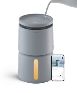 BLUEAIR Room Humidifier - DreamWell - 48Hr Top-Fill Mist-Free InvisibleMist Technology Aroma Stone for Essential Oils and Soothing Mood Lighting - Quiet Operation for Bedroom and Home Use, Grey