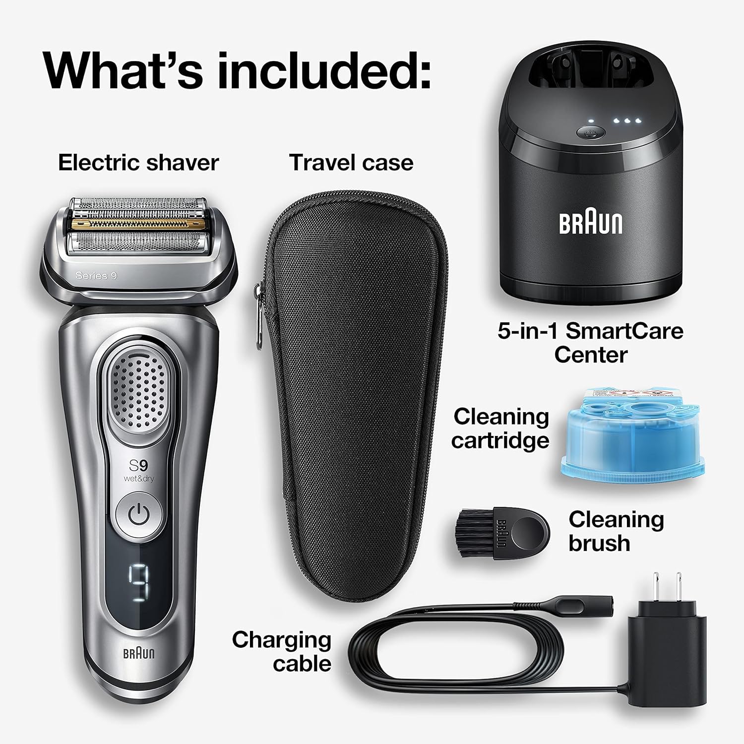 Braun Electric Razor for Men With Precision Beard Trimmer, Rechargeable, Wet & Dry Foil Shaver, Clean & Charge Station & Travel Case, Silver, 3 Piece Set Braun Electric Razor for Men With Precision Beard Trimmer, Rechargeable, Wet & Dry Foil Shaver, Clean & Charge Station & Travel Case, Silver, 3 Piece Set - Image 3
