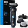 Braun Electric Shaver for Men, Series 5 5150cs, Wet & Dry Razor, Turbo Shaving Mode, Foil Shaver, with Beard Trimmer, Body Groomer and Charging Stand, Blue, Holiday Gifts for Men