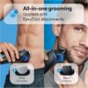 Braun Electric Shaver for Men, Series 5 5150cs, Wet & Dry Razor, Turbo Shaving Mode, Foil Shaver, with Beard Trimmer, Body Groomer and Charging Stand, Blue, Holiday Gifts for Men