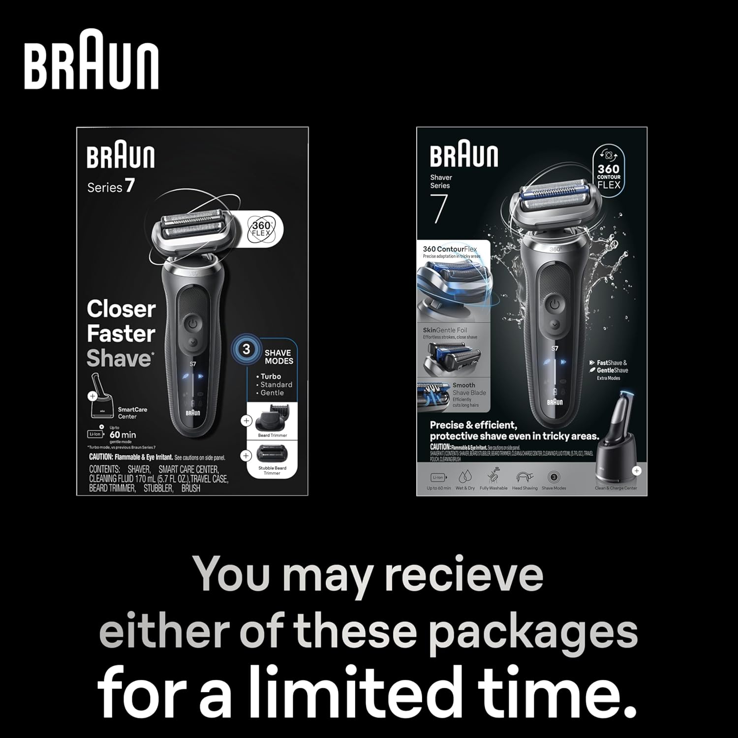 Braun Electric Shaver for Men, Series 7 7185cc, Waterproof, Wet & Dry Shave, Shaving Kit with SmartCare Center and Beard Trimmer, 3 Shave Modes, 60 Minute Battery Runtime, 10 Piece Set0 Braun Electric Shaver for Men, Series 7 7185cc, Waterproof, Wet & Dry Shave, Shaving Kit with SmartCare Center and Beard Trimmer, 3 Shave Modes, 60 Minute Battery Runtime, 10 Piece Set