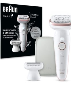 Braun Epilator Silk-épil 9, Hair Removal Device, Women Shaver & Trimmer, Pivoting Head, Wet and Dry Epilator, Includes Shaver Head and Trimmer Comb, SES9-030