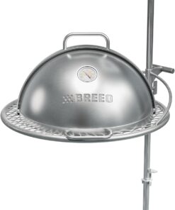 Breeo Grill Dome and Outpost Grill Bundle – Hinged Stainless Steel Dome w/Built-in Thermometer, Griddle Accessories Kit, Outdoor Set for Live-Fire Cooking – Fits X/19, Y Series