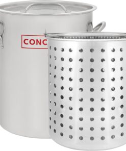 CONCORD 42 QT Stainless Steel Stock Pot w/Basket. Heavy Kettle. Cookware for Boiling (42)