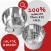 CONCORD 42 QT Stainless Steel Stock Pot w/Basket. Heavy Kettle. Cookware for Boiling (42)