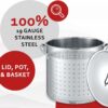 CONCORD 53 QT Stainless Steel Stock Pot w/Basket. Heavy Kettle. Cookware for Boiling