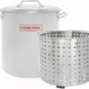 CONCORD Stainless Steel Stock Pot w/Steamer Basket. Cookware great for boiling and steaming (100 Quart)