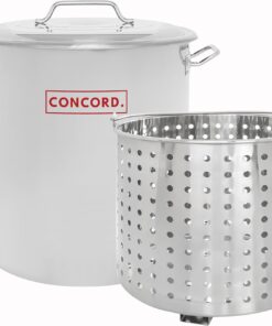 CONCORD Stainless Steel Stock Pot w/Steamer Basket. Cookware great for boiling and steaming (100 Quart)