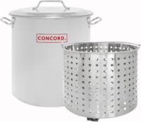 CONCORD Stainless Steel Stock Pot w/Steamer Basket. Cookware great for boiling and steaming (80 Quart)