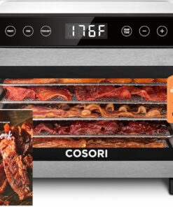 COSORI Food Dehydrator for Jerky, 176°F Temperature Control, 5 Stainless Steel Trays Dryer Machine, 4 Presets, 48H Timer, for Dog Treats, Meat, Fruit, Veggies, Snacks, Recipe Book Included