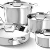 Calphalon Premier Polished 5-Ply Stainless Steel Cookware Set w/Turbo Heat Tech 8 Piece Includes Frying Pans, Pots and Pans Set, Induction, Oven Safe 500F, Silver