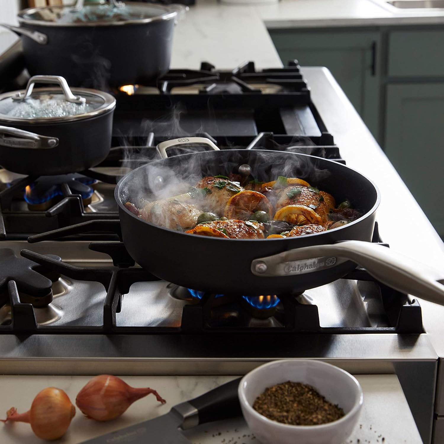 Calphalon Premier Space-Saving Nonstick Cookware Set, 13-inch, Stackable, Hard-Anodized Aluminum26 Calphalon Premier Space-Saving Nonstick Cookware Set, 13-inch, Stackable, Hard-Anodized Aluminum