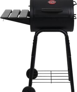 Char-Griller® Patio Pro Charcoal Grill and Smoker with Cast Iron Grates, Premium Metal Shelf and Damper Control, 250 Cooking Square Inches in Black, Model 1616