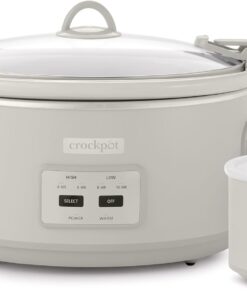 Crock-Pot 7 Quart Cook and Carry Slow Cooker with Touch Control, 4 Pre Programmed Settings, Removable Stoneware, and Locking Lid, Mushroom