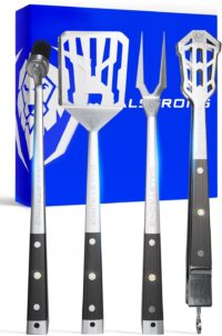 DALSTRONG 4-Piece Professional BBQ Pitmaster Grill Set - Premium High-Carbon Stainless Steel Grilling - 18 inch Length - Silicone Brush, Spatula, Tongs, Fork - G10 Handles