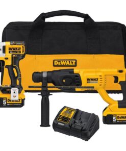 DEWALT DCK233P2 20V MAX XR Cordless Impact Driver/Rotary Hammer 2 Tool Combo Kit, (2) 20V 5.0Ah Batteries and Charger