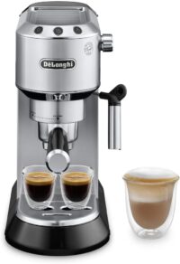 De’Longhi EC680M Dedica Espresso Machine with Manual Milk Frother, 15-Bar Pump & Adjustable Tray - Italian Stainless Steel Design