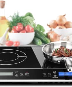 Duxtop LCD Portable Double Induction Cooktop 1800W Digital Electric Countertop Burner Sensor Touch Stove, 9620LS/BT-350DZ