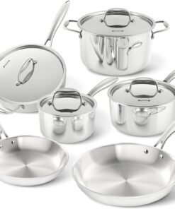 Duxtop Whole-Clad Tri-Ply Stainless Steel Induction Cookware Set, 10PC Kitchen Pots and Pans Set