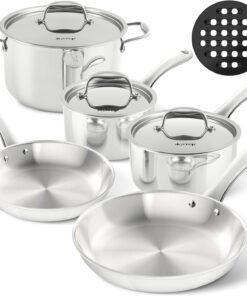 Duxtop Whole-Clad Tri-Ply Stainless Steel Induction Cookware Set, 9PC Kitchen Pots and Pans Set