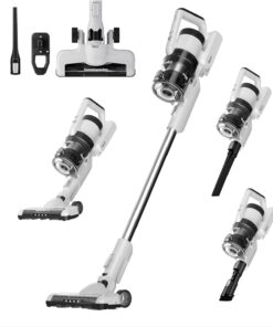 Eureka Cordless Vacuum Cleaner, Anti-Tangle Brushroll, Rechargeable Stick Vacuum, Lightweight for Carpet, Hard Floor, Pet Hair, White NEC280WH