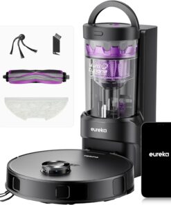 Eureka E20 Evo Plus Robot Vacuum and Mop Combo, 10,000Pa Suction Robot Vacuum Cleaner Bagless Self-Emptying Station, 45-Day Capacity Anti-Hair-Tangling Side Brush Mop Lifting App Control LiDAR Nav