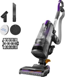 Eureka FlexReach Powerful Upright Vacuum Cleaner for Carpet and Hard Floor, Lift-Up Vacuum with Large Dust Cup, Anti-Tangle, NEU651PL, Purple