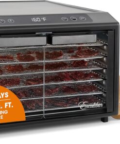 Excalibur Electric Food Dehydrator Select Series 6-Tray with Adjustable Temperature Control Includes Chrome Plated Drying Trays Stainless Steel Construction and Glass French Doors, 700-Watts, Black
