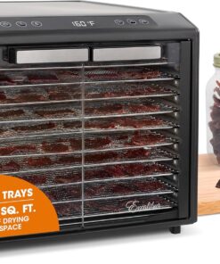 Excalibur Food Dehydrator 10-Tray Select Series for Jerky, Fruit, Vegetables, Herbs, Pet Treats, Stainless Steel with Glass Doors and 60 hour digital timer, 10-Tray, Black