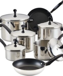 Farberware Classic Stainless Steel Cookware Pots and Pans Set, 15-Piece,50049,Silver