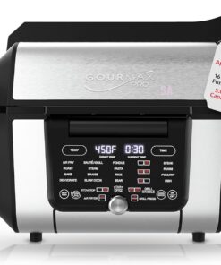 Foodgenie Gourmax Pro One Cooking Device - All-in-One Oven, Smokeless Grill, Air Fryer, Griddle, Cooker & More – 16 Preset Functions, Smart Temperature Control, Dual Surface, Dishwasher Safe, 1500W