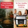 Foodgenie Gourmax Pro One Cooking Device - All-in-One Oven, Smokeless Grill, Air Fryer, Griddle, Cooker & More – 16 Preset Functions, Smart Temperature Control, Dual Surface, Dishwasher Safe, 1500W