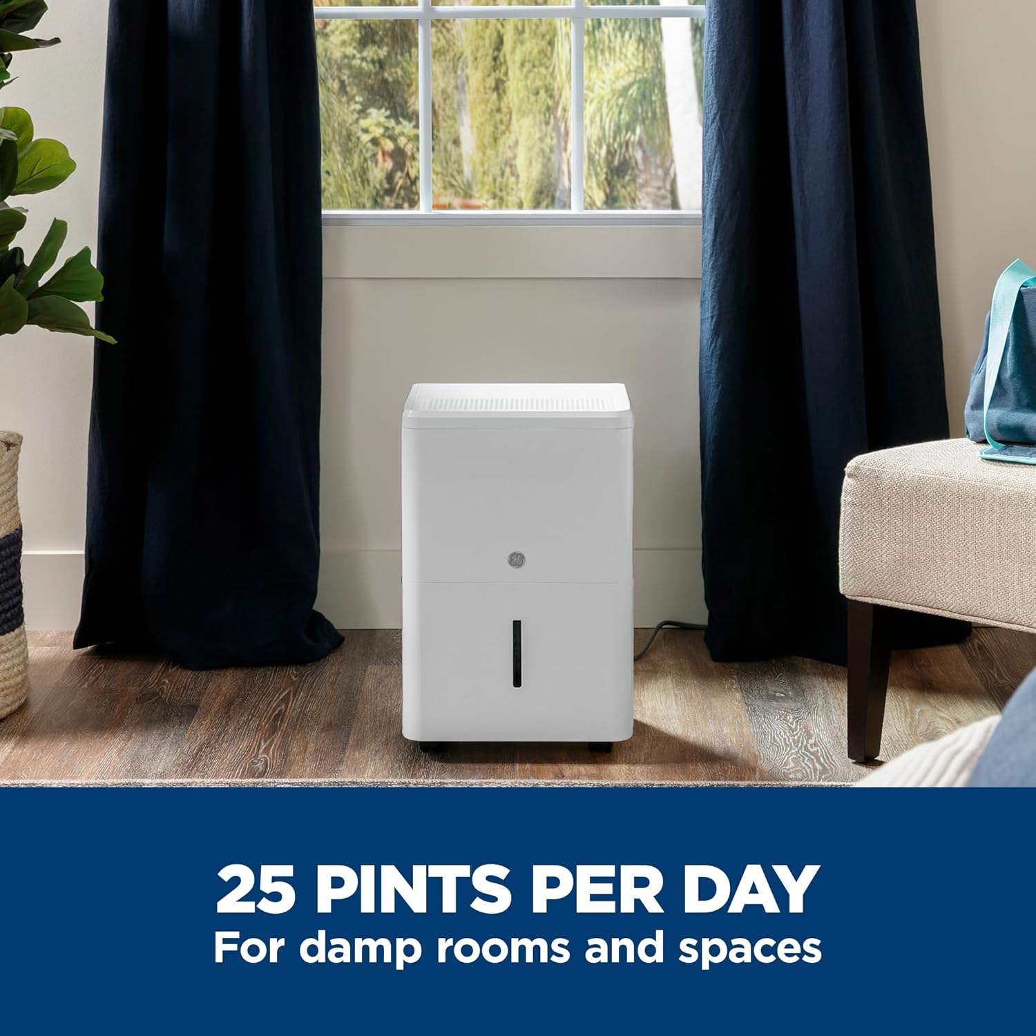 GE Portable Dehumidifier 25 Pint, Perfect for Bedroom, Basement & Garage or Rooms up to 1500 Sq Ft, Ideal for High Humidity Areas, Complete with Empty Bucket Alarm & Clean Filter Alert - Image 4