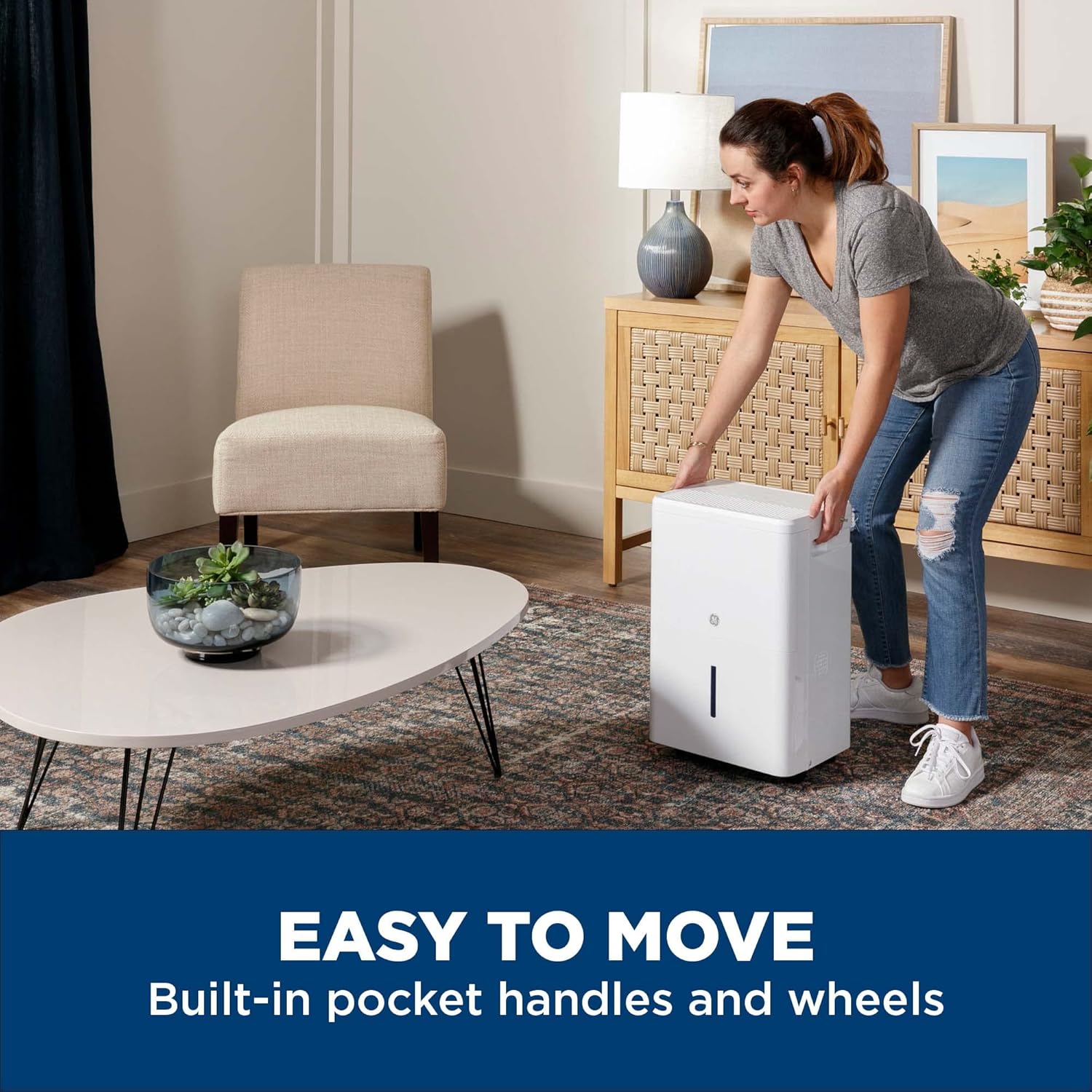 GE Portable Dehumidifier 25 Pint, Perfect for Bedroom, Basement & Garage or Rooms up to 1500 Sq Ft, Ideal for High Humidity Areas, Complete with Empty Bucket Alarm & Clean Filter Alert - Image 5