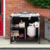 Gas Grill, Movable Outdoor Gas Stove Stainless Steel Top with Cabinet, 5 Burners with 36,200 BTUs, Outdoor Propane Grill for Outdoor Cooking, Ideal for Lawn & Garden, L35.4 x W24