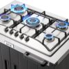 Gas Grill, Movable Outdoor Gas Stove Stainless Steel Top with Cabinet, 5 Burners with 36,200 BTUs, Outdoor Propane Grill for Outdoor Cooking, Ideal for Lawn & Garden, L35.4 x W24