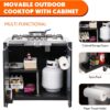 Gas Grill, Movable Outdoor Gas Stove Stainless Steel Top with Cabinet, 5 Burners with 36,200 BTUs, Outdoor Propane Grill for Outdoor Cooking, Ideal for Lawn & Garden, L35.4 x W24