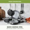 GreenPan 12 Piece Nonstick Swift Cookware Set, Ceramic PFAS-Free Pots & Pans with Lids, Dishwasher & Oven/Broiler Safe to 600F, Kitchen Cooking Set, Sauce, Saute, Stock, Frying Pans, Gray
