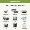 GreenPan 17 Piece Nonstick Swift Cookware Set, Ceramic PFAS-Free Pots & Pans with Lids, Dishwasher & Oven Broiler Safe to 600F, Kitchen Cooking Set, Sauce, Saute, Stock, Griddle, Frying Pans, Gray