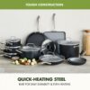 GreenPan 17 Piece Nonstick Swift Cookware Set, Ceramic PFAS-Free Pots & Pans with Lids, Dishwasher & Oven Broiler Safe to 600F, Kitchen Cooking Set, Sauce, Saute, Stock, Griddle, Frying Pans, Gray