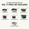 GreenPan Chatham Black Prime Midnight Hard Anodized Healthy Ceramic Nonstick 11 Piece Cookware Pots and Pans Set, PFAS-Free, Dishwasher Safe, Oven Safe, Black