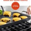 GreenPan Valencia Pro 18" x 11" Double Burner Griddle Pan, Induction Suitable, Ceramic Nonstick PFAS-Free, Rectangular Stovetop Cookware, Stainless Steel Handles, Dishwasher, Oven & Broiler Safe, Gray
