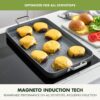 GreenPan Valencia Pro 18" x 11" Double Burner Griddle Pan, Induction Suitable, Ceramic Nonstick PFAS-Free, Rectangular Stovetop Cookware, Stainless Steel Handles, Dishwasher, Oven & Broiler Safe, Gray