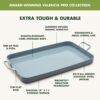 GreenPan Valencia Pro 18" x 11" Double Burner Griddle Pan, Induction Suitable, Ceramic Nonstick PFAS-Free, Rectangular Stovetop Cookware, Stainless Steel Handles, Dishwasher, Oven & Broiler Safe, Gray