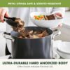 GreenPan Valencia Pro Hard Anodized Healthy Ceramic Nonstick 8QT Stock Pot with Lid, PFAS-Free, Induction, Dishwasher Safe, Oven Safe, Gray