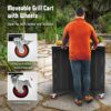 Grill Table, Outdoor Bar Cart Grill Cart with Storage Cabinet, Modular Outdoor Kitchen Island, Outdoor Grill Station with 304 Stainless Steel Top for Lawn & Garden, L35.4 x W24