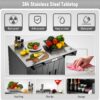 Grill Table, Outdoor Bar Cart Grill Cart with Storage Cabinet, Modular Outdoor Kitchen Island, Outdoor Grill Station with 304 Stainless Steel Top for Lawn & Garden, L35.4 x W24